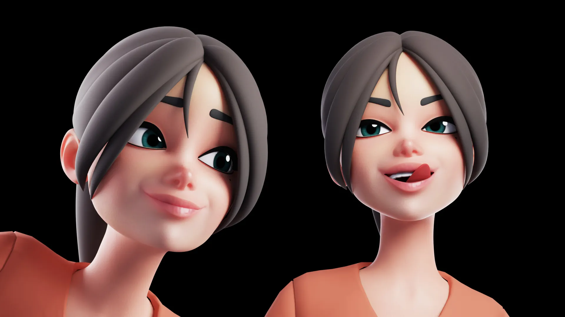 3D Female Teenager character facial expressions